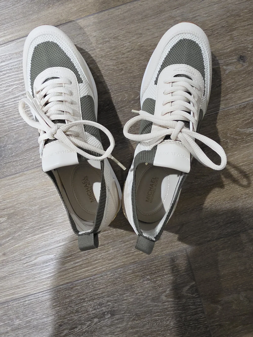 Michael Kors Women’s White & Olive Slip-On Sneakers